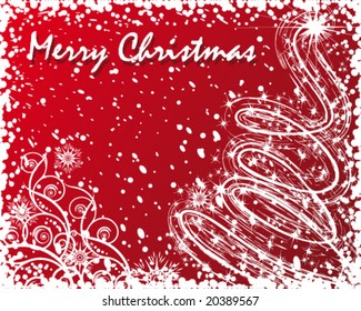 Vector version. Christmas and New Year's background. Decorative white elements on the bright red background.