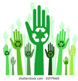  vector version of colorful hands with recycle concept