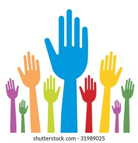 vector version of colorful hands with straight fingers - part 2