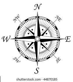 Vector version. Compass symbol isolated on white for design. Jpeg version is also available