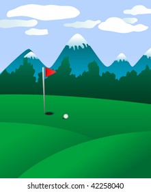 Vector version. Golf field landscape as a concept of golf game