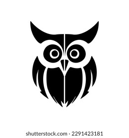 The vector version of the owl logo is in black and is tastefully separated on a white backdrop.