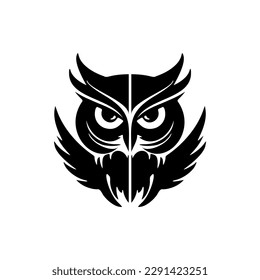 The vector version of the owl logo is in black and is tastefully separated on a white backdrop.