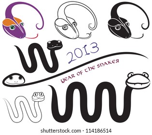Vector version serpents. Funny silhouettes of snakes.