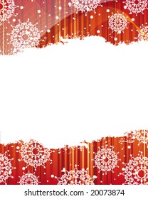 Vector version Snowy white patterns and grunge elements against a backdrop of delicate red strips