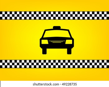 Vector Version Taxi Cab Background With Checkers Flag