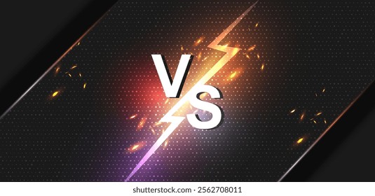 Vector versus background black with thunder glow template