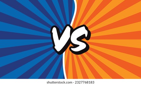 Vector Versus background. Blue against orange gradient orange Vs Blue. zoom out effect, Comics book colorful competition poster with halftone elements