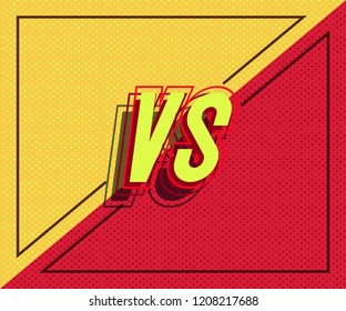 Vector versus banner with frame for battle, sport, competition, contest, match game, announcement of two fighters. VS concept. 10 eps