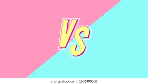 Vector versus banner with vs sign on trendy color background for battle, sport, competition, contest, match game, announcement of two fighters. Modern VS concept. 10 eps