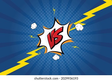 Vector versus letters fight background in flat comics style.