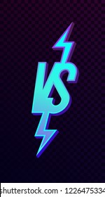 Vector versus sign neon gradient style blue color isolated on transparent background for battle, sport, competition, contest, match game, announcement of two fighters. VS 3d icon. 10 eps