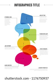 Vector vertical abstract Communication infographic template with idea bubbles - light version