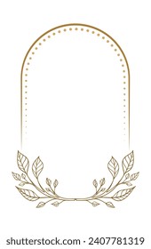 Vector vertical arch shape dotted frame with floral decoration