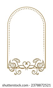 Vector vertical arch shape frame with ivy leaves decoration