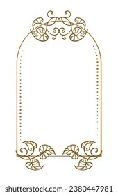 Vector vertical arch shape frame with ivy leaves decoration