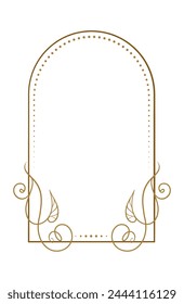 Vector vertical arch shape frame with ivy leaves decoration