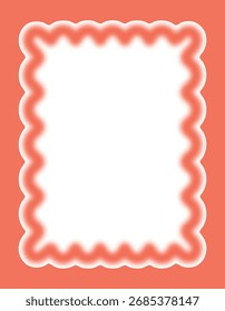 Vector vertical background with a frame featuring an aura effect. The wavy red frame features a soft glow and blurred edges. A trendy backdrop for design, labels, posters, and social media.