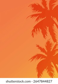 Vector vertical background with palm leaves silhouette and place for text.