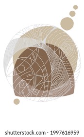 Banner vertical vectorial con arte abstracto y formas. Es bueno para el arte en la pared o para la impresión de carátulas al estilo boho.