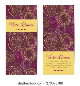 Vector vertical banners, cards, brochures set. Abstract scribble pattern