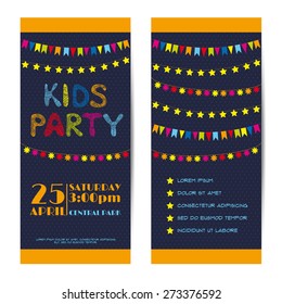Vector vertical banners, invitation cards set. Kids party