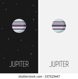 Vector vertical banners with Jupiter in interstellar space. Planet of solar system