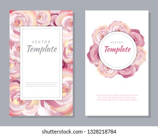 Vector vertical banners with roses. Delicate greeting cards on March 8, happy women's day, mother's day. Romantic design for natural cosmetics, perfume, women products. Wedding invitation.