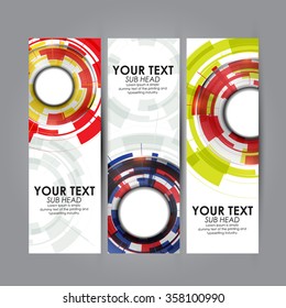 Vector vertical banners set with Abstract colorful Modern technology circles background.