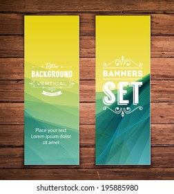 Vector vertical banners with smooth abstract lime and teal background