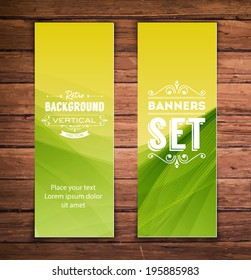 Vector vertical banners with smooth abstract green and yellow background