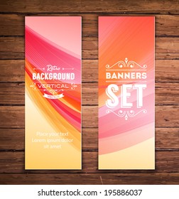 Vector vertical banners with smooth abstract pink and yellow background