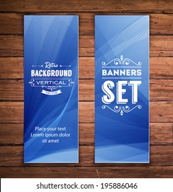 Vector vertical banners with smooth abstract blue background