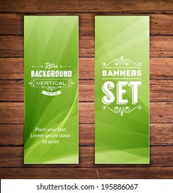 Vector vertical banners with smooth abstract green background