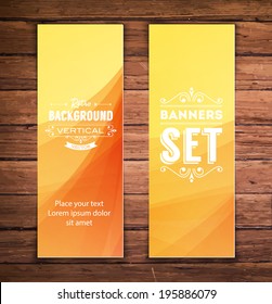 Vector vertical banners with smooth abstract yellow and orange background
