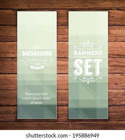 Vector vertical banners with subtle pale green geometric background