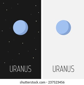 Vector vertical banners with  Uranus in interstellar space. Planet of solar system