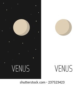 Vector vertical banners with Venus in interstellar space. Planet of solar system