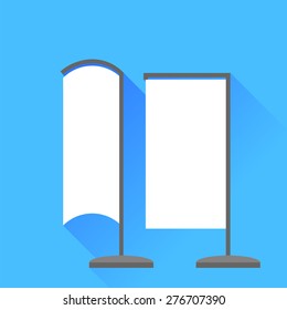 Vector Vertical Beach Banner Icons Isolated ob Blue Background