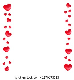 Vector vertical borders with hearts for greeting, invitation, wedding cards design. Valentines day design.
