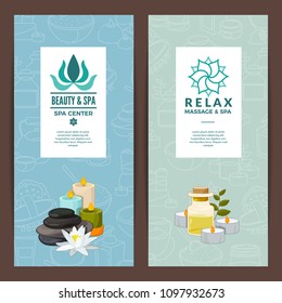 Vector vertical card or flyer with logo illustration for beauty and spa salon or bath shop