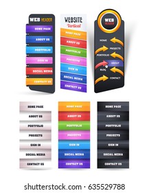 Vector Vertical Colorful Header Web Menu Design Set, Multicolored Buttons. Website Elements