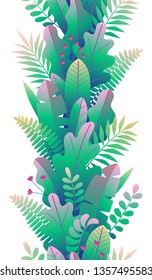 vector vertical cute floral border created with fantastic plants isolated on white.
