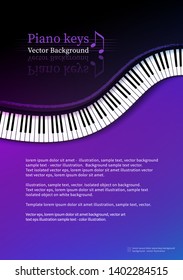 Vector vertical design template with top view Piano keys on violet background.