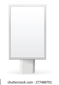Vector vertical empty, white billboard screen on white background for you advertisement and design