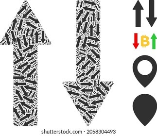 Vector vertical exchange arrows composition is designed with random fractal vertical exchange arrows icons. Fractal composition of vertical exchange arrows.