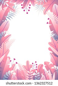 vector vertical floral border created with fantastic plants in fairy pink palette