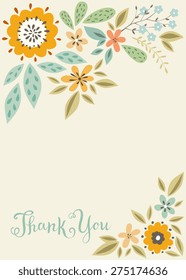 Vector vertical floral thank you card template.