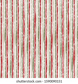 Vector vertical grunge brush striped repeat pattern in red, green, beige and white background. Texture for web, print, wallpaper, home decor, fabric, textile, invitation background, wrapping paper.