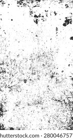 Vector vertical grunge effect overlay on white background. Concrete wall with irregularities and cracks, pores, potholes and overflows. Subtle monochrome abstract grunge backdrop